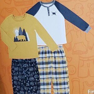 Member's Mark 4 Pc Mix & Match Boy's Fleece Pajamas "Woodland" Theme Size 4T